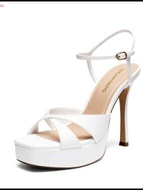 Platform Stiletto High Heel Sandals with Square Toe and Ankle Buckle
